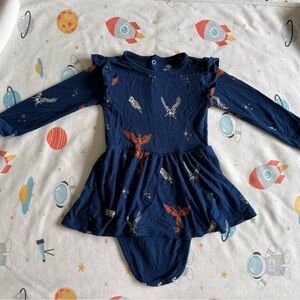 Kyte BABY Harry Potter Navy Long-Sleeve Skirted Bodysuit